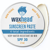 Waxhead Zinc Oxide SPF 30 paste on face and nose provides visible protection.