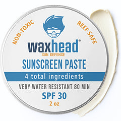 Waxhead Zinc Oxide SPF 30 paste on face and nose provides visible protection.
