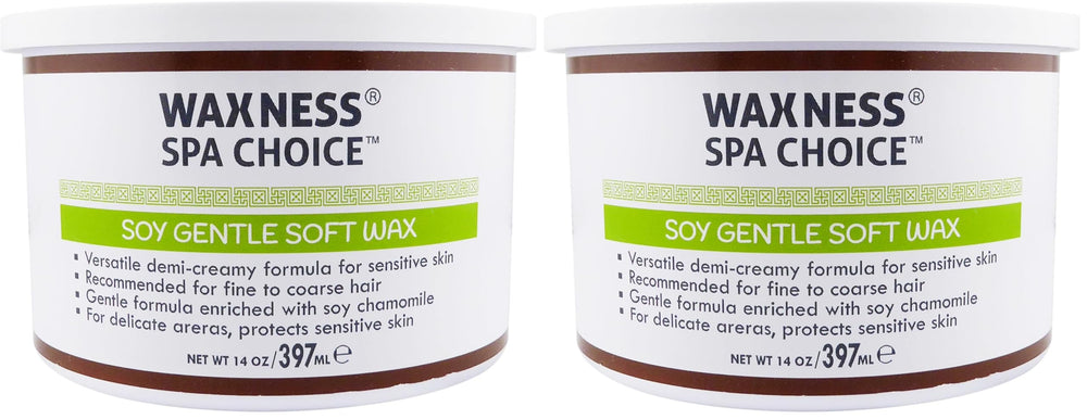Waxness Spa Choice Soy Gentle Soft Wax 14oz pack for at-home waxing.