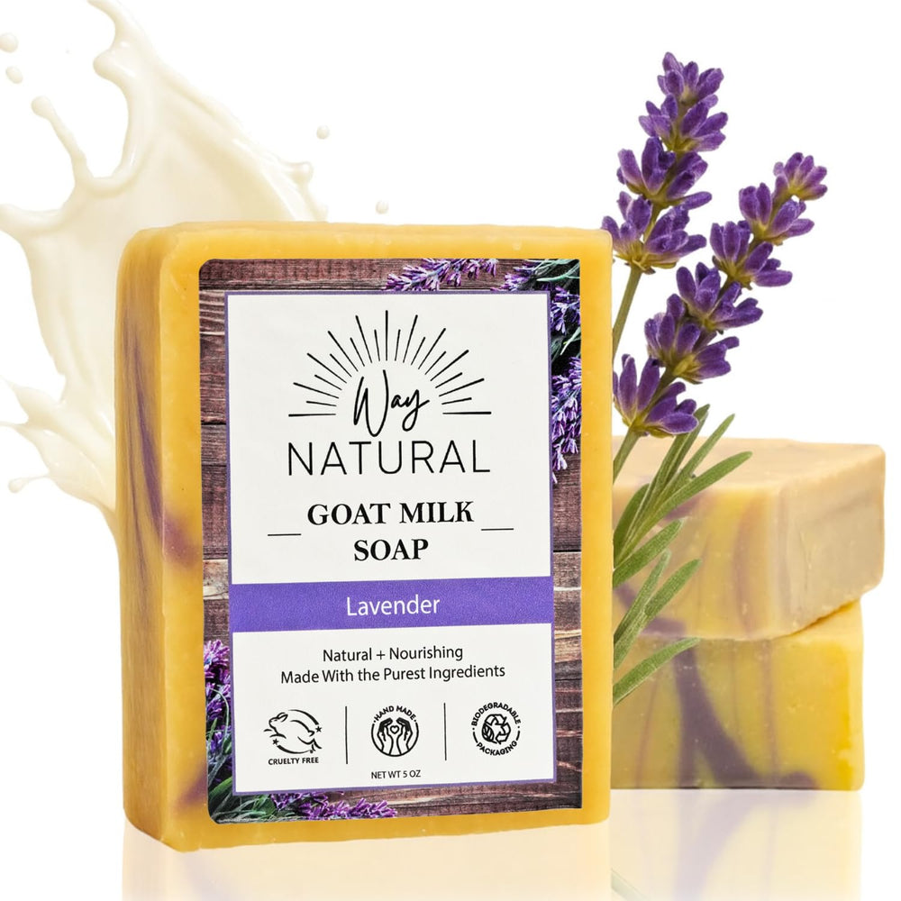 Way Natural French Lavender goat milk soap bar 3-pack front view shows premium moisturizing bar.