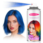 Waybesty blue temporary hair spray front view for bold party color
