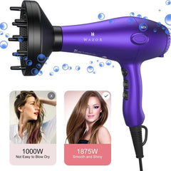 Wazor hair dryer with concentrator and narrow nozzle for targeted airflow