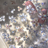 WBRRFJJ 5D embossed flower nail sticker close-up for shimmering floral manicure
