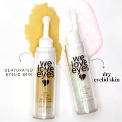 We Love Eyes A.M. Eyelid Gel packaging front highlighting vegan, non-toxic formula.