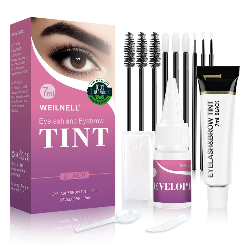 WEILNELL eyelash and eyebrow color kit box for at-home coloring