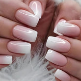 WEIXIWUYU gradient french tip nails in medium square for everyday elegance
