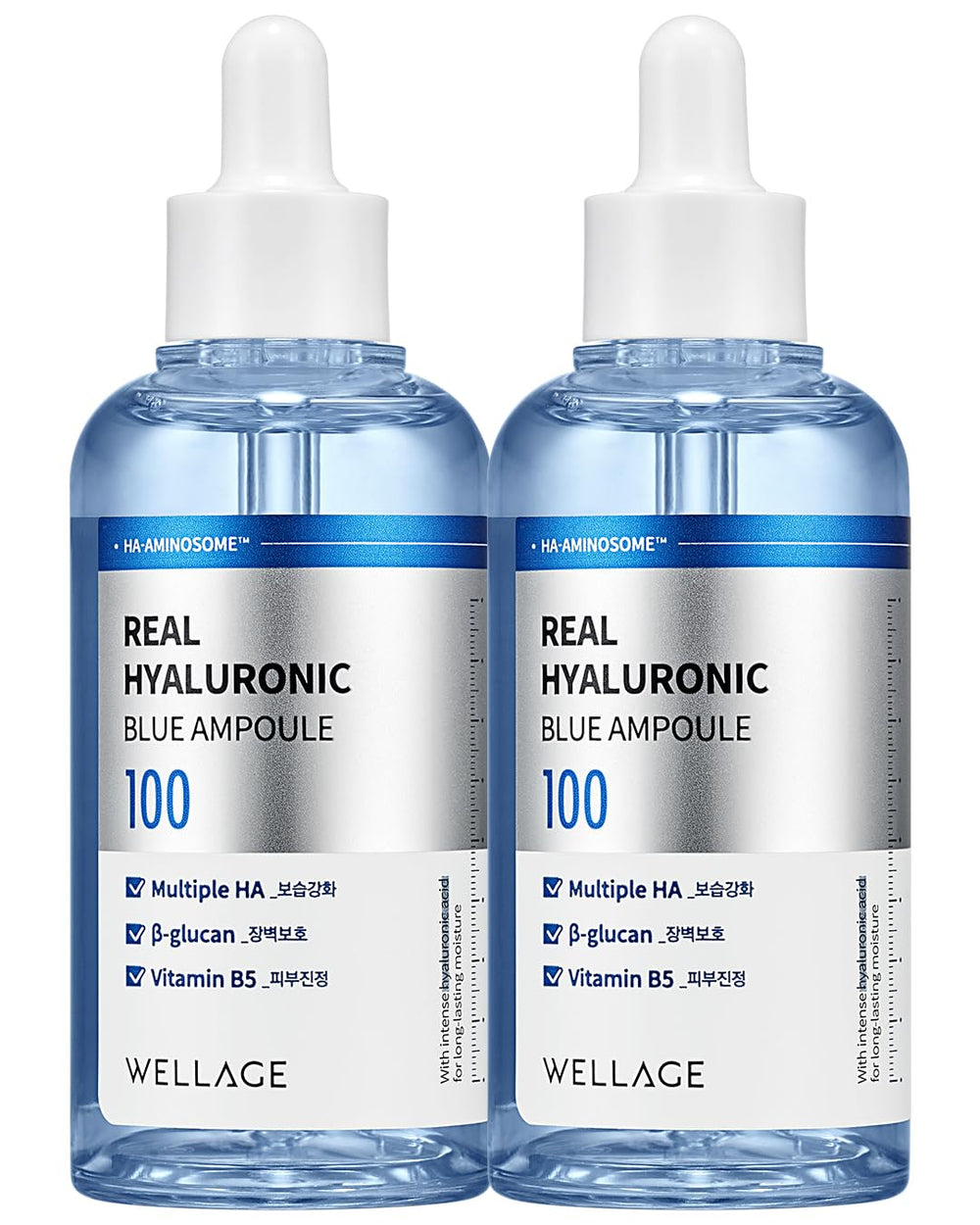 WELLAGE Real Hyaluronic Blue Ampoule bottle delivers deep hydration for dry skin