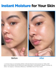 Close-up of WELLAGE Real Hyaluronic Blue Ampoule texture for rich hydration