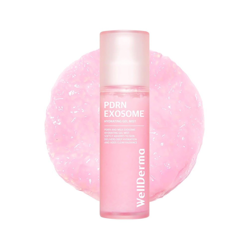 WellDerma PDRN Exosome Gel Mist bottle front for daily hydration.