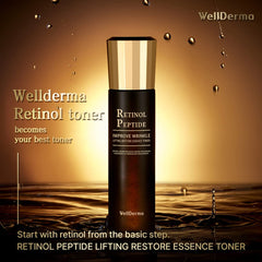 WellDerma Retinol Peptide Restore Toner texture close-up showing light hydration