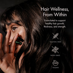 WelleCo The Hair Elixir label details showcase vegan, gluten-free formula
