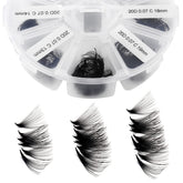 Wendy Lashes premade fans in mixed 9-16mm lengths for fluffy volume.
