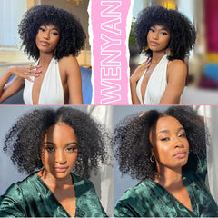 WENYAN Mongolian Afro Kinky Curly bundles in 12 inch for versatile styles.
