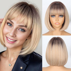 WERD blonde bob wig with bangs in 12-inch length for easy daily styling.