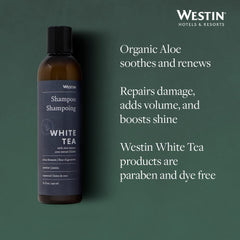 Lather-rich shot of Westin White Tea Aloe Shampoo for cleansing and shine.