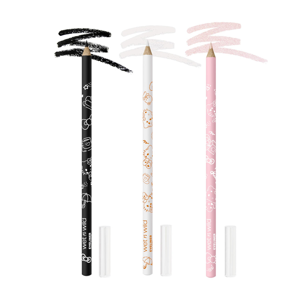 wet n wild Hello Kitty matte black eyeliner pencil swatch for precise lining