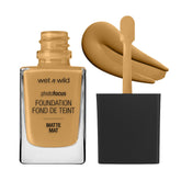 Wet n Wild Photo Focus Matte Liquid Foundation Amber Beige pump delivers smooth, camera-ready coverage.