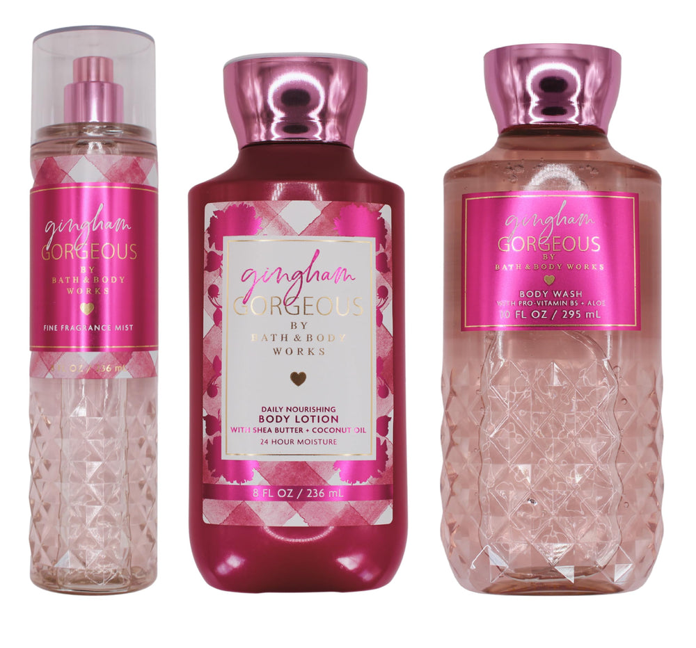 White Barn Gingham Gorgeous Trio fragrance mist bottle for a refreshing all-over scent.