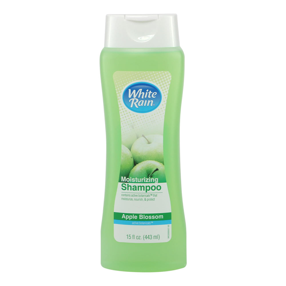 White Rain Apple Blossom shampoo bottle shown for hydrating hair
