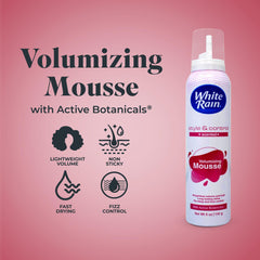 White Rain Volumizing Mousse frizz control for smoother styles.
