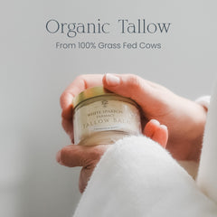 Texture swirl of White Sparrow Farmacy tallow balm showing rich nourishing consistency