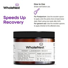 Applying WholeNest balm for postpartum skin care with gentle touch