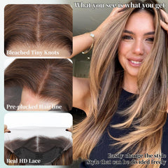 WIGAGA Honey Blonde pre-plucked hairline enhances seamless melt-in look.