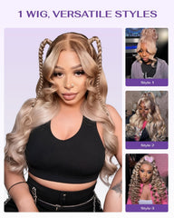 Wigcool 360 Ombre Ash Blonde Lace Front Wig with versatile styling options