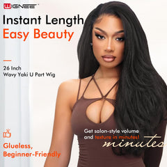 WIGNEE 26in half wig glueless fit demonstrated for easy daily wear