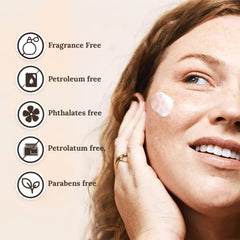 Wild Naturals face cream applied on hand for quick hydration and calm skin.