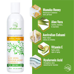 Wild Naturals eczema body wash foam lather on skin for gentle cleansing
