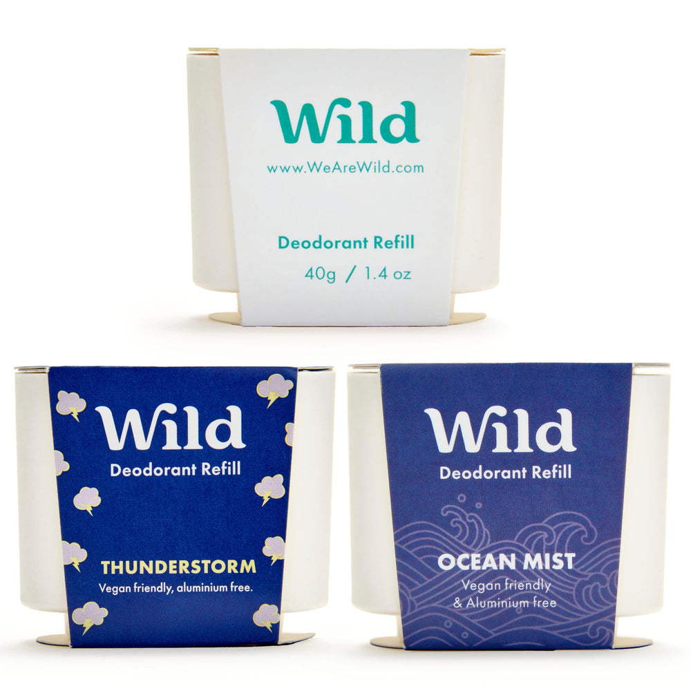 Wild refillable deodorant packaging showcases sustainable design for daily reuse.