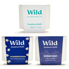 Wild refillable deodorant packaging showcases sustainable design for daily reuse.
