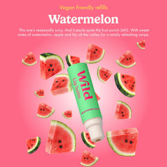 Wild refillable lip balm refill pack shows three scents for versatile wear