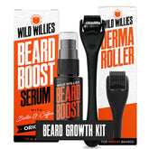 Wild Willies beard growth kit derma roller for better absorption and fuller beard
