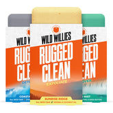 Wild Willies moisturizing bar soap pack-shot highlights eucalyptus and mint for a refreshing cleanse.