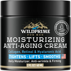 WildPRIME men's face moisturizer cream jar delivers lasting hydration for day and night.