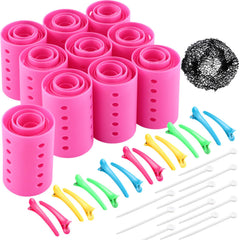 Willbond pink hair rollers set of 60 pieces across six sizes for versatile curls