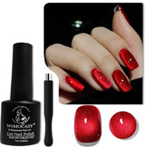Wimocasy cat-eye gel polish Ruby Red bottle, showcasing vibrant holographic color.