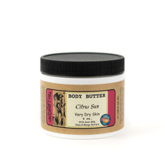 Windrift Hill Citrus Sun Body Butter in a 4oz jar nourishes very dry skin.