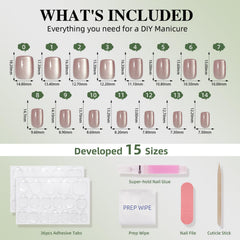 WiniBeauty Moonlit Pearl nails size chart for a custom fit