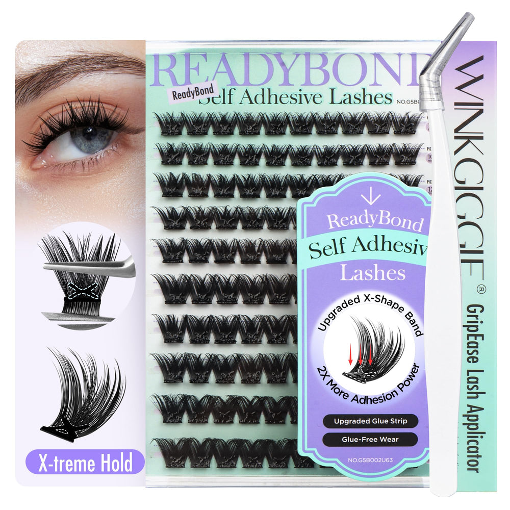 WINKGIGGLE self-adhesive lash cluster band close-up for easy placement