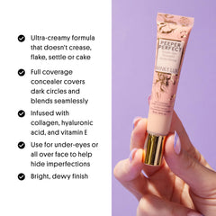 Applying Winky Lux Peeper Perfect under-eye concealer to reduce redness and even skin tone.