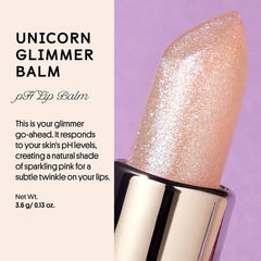 Close-up swatch of Unicorn Glimmer Balm showing natural pink tint.