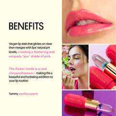 Winky Lux Flower Balm features chrysanthemum inside for decorative lip art.