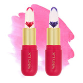 Winky Lux Flower Balm swatch shows pink shimmer with personalized glow on lips.