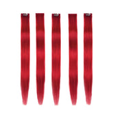 Winsky red clip-in extensions 18in pack close-up showing secure clips for easy wear