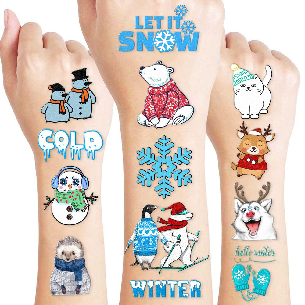 Winter temporary tattoos for kids: snowflakes for festive fun and party use