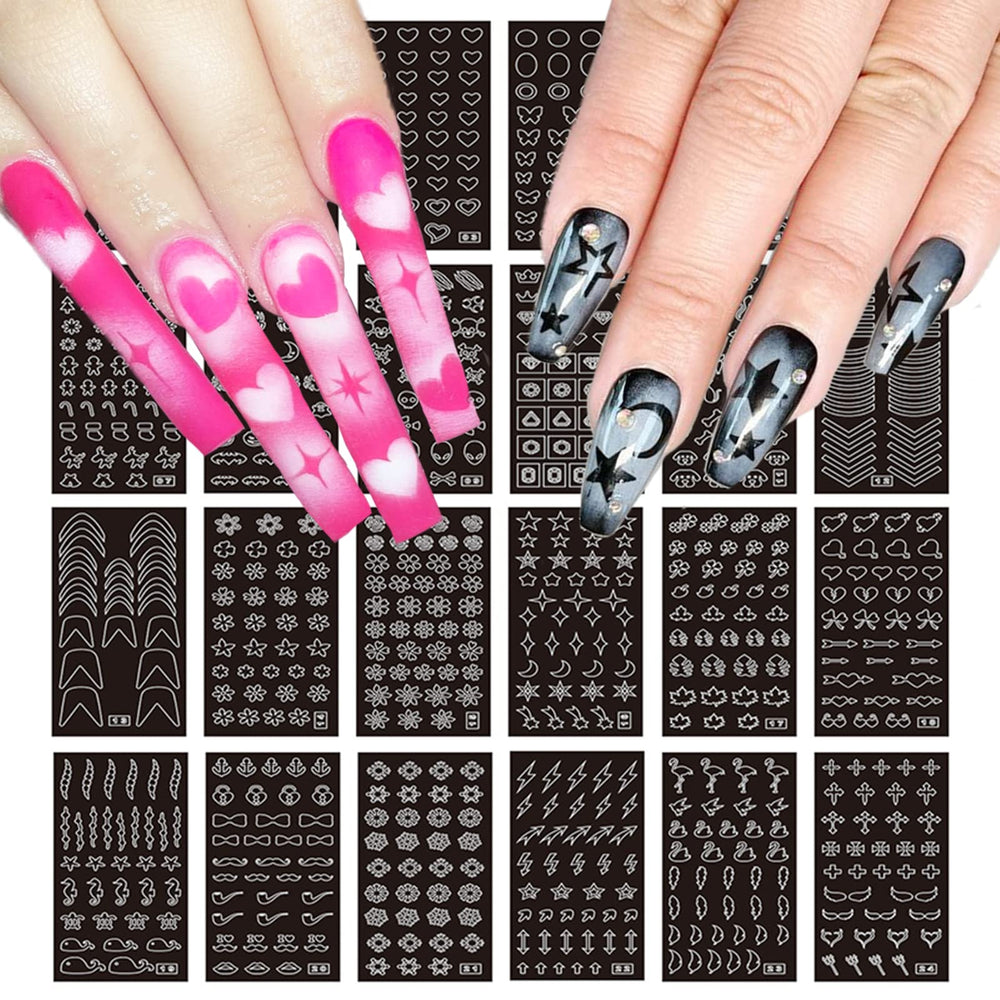 Winthrop stars moon heart nail stencil stickers for versatile nail art on natural or artificial nails.