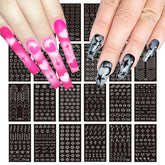 Winthrop stars moon heart nail stencil stickers for versatile nail art on natural or artificial nails.